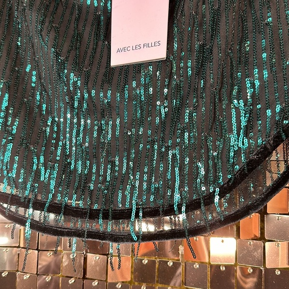 Avec Les Filles Sequins Fringe Size Small Mini Skirt - Picture 15 of 17